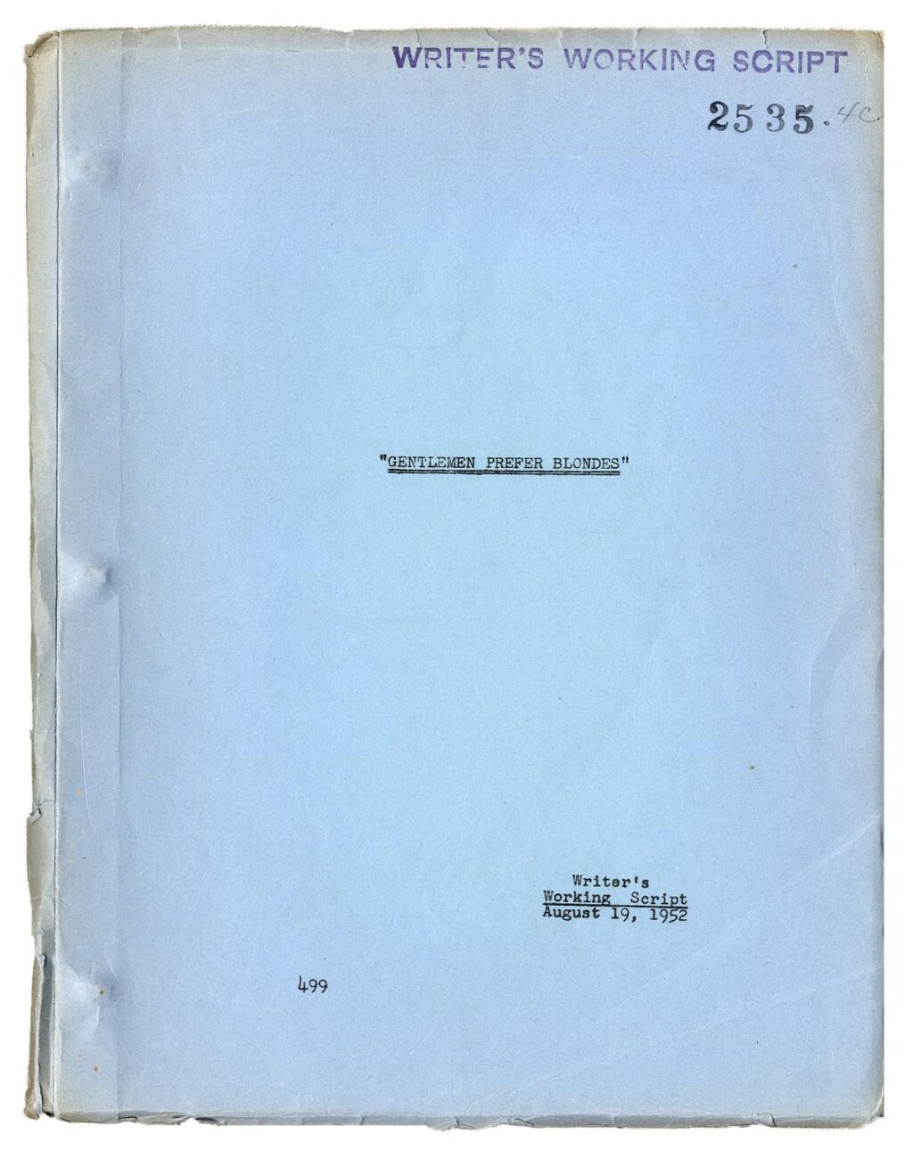GENTLEMEN PREFER BLONDES (1953) Screenplay by Charles Lederer