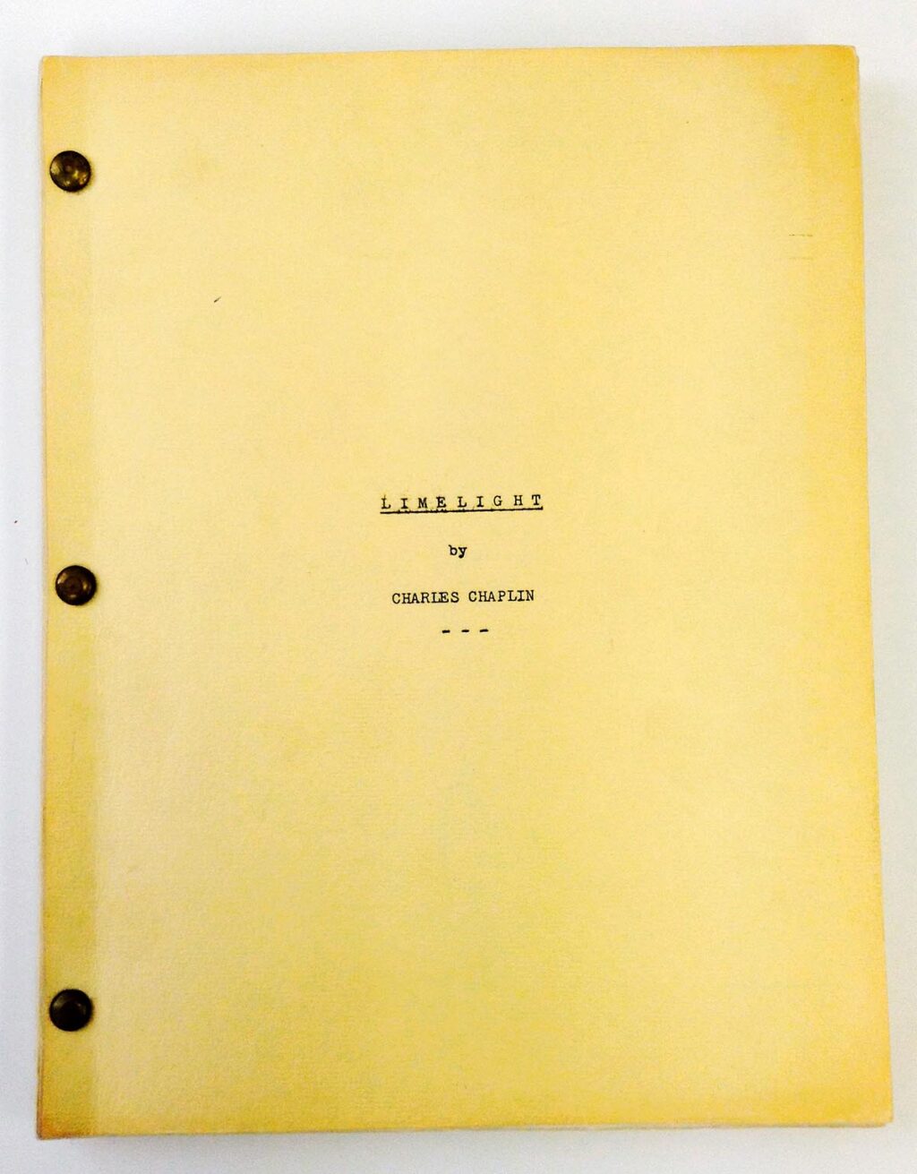 LIMELIGHT (1952) Undated shooting script by Charles Chaplin