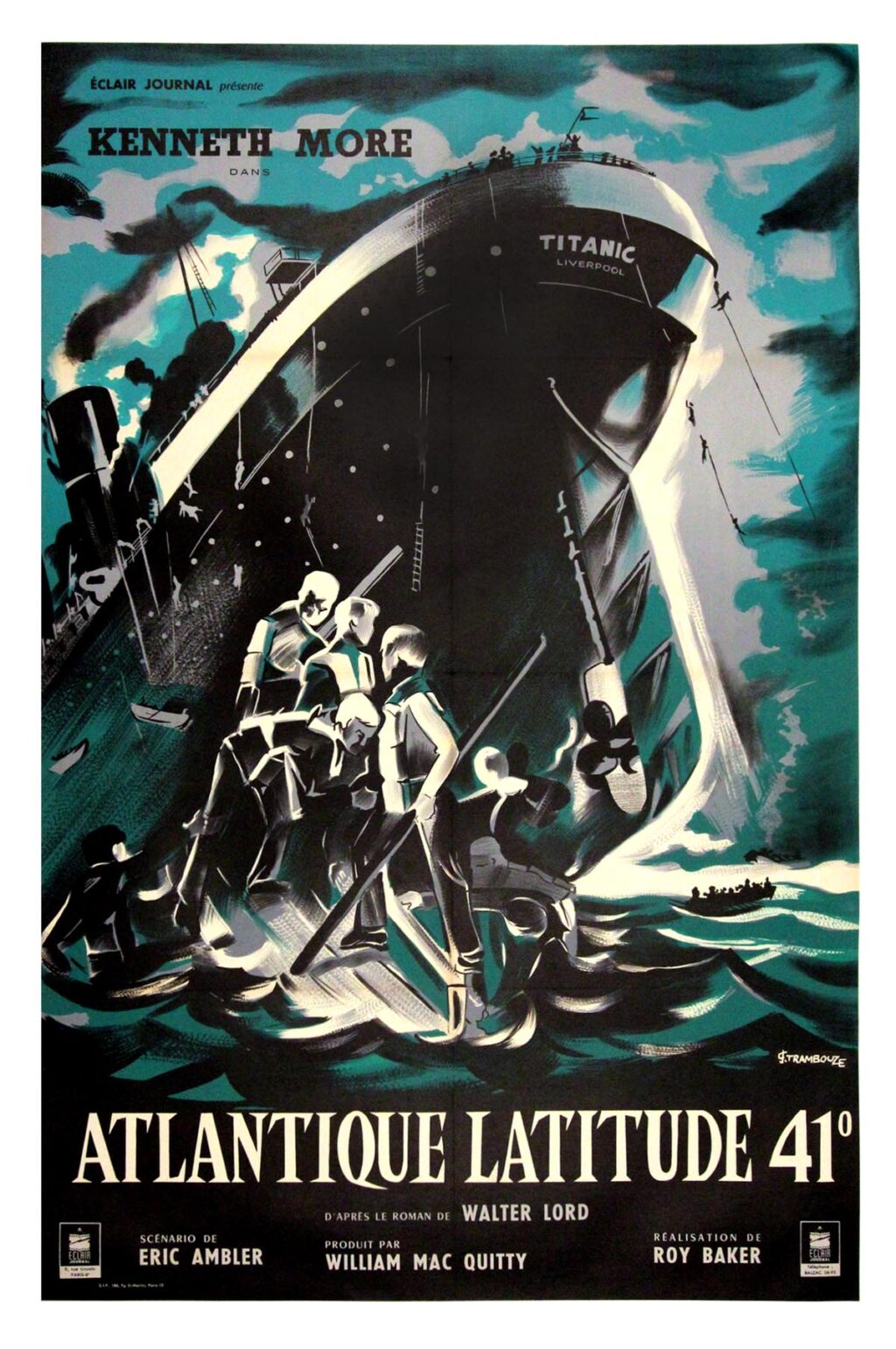 ATLANTIQUE, LATITUDE 41° [A NIGHT TO REMEMBER] (1958) French poister by Trambouze