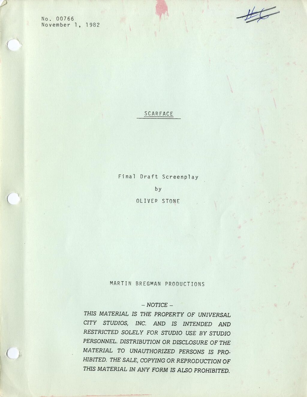 SCARFACE (1983) Final Draft Screenplay by Oliver Stone Oct 29, 1982