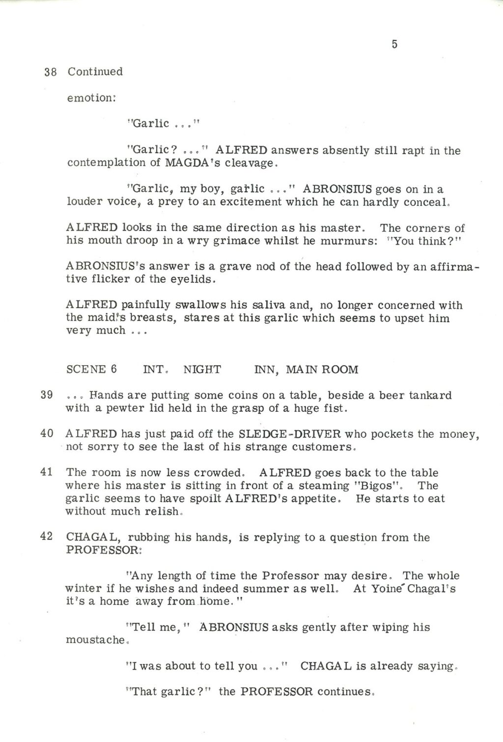 FEARLESS VAMPIRE KILLERS, THE (1967) [The Vampire Killers] Screenplay by Roman Polanski and Gérard Brach