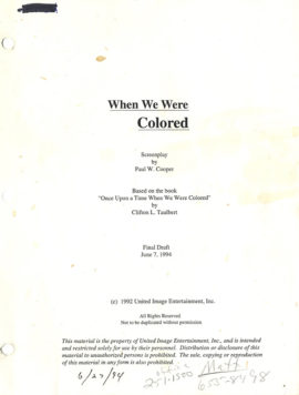 ONCE UPON A TIME…WHEN WE WERE COLORED/SCRIPT (1994)