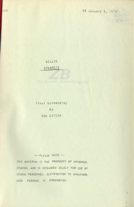 (BLAXPLOITATION) WILLIE DYNAMITE (1973) FINAL SCREENPLAY by Ron Cutler
