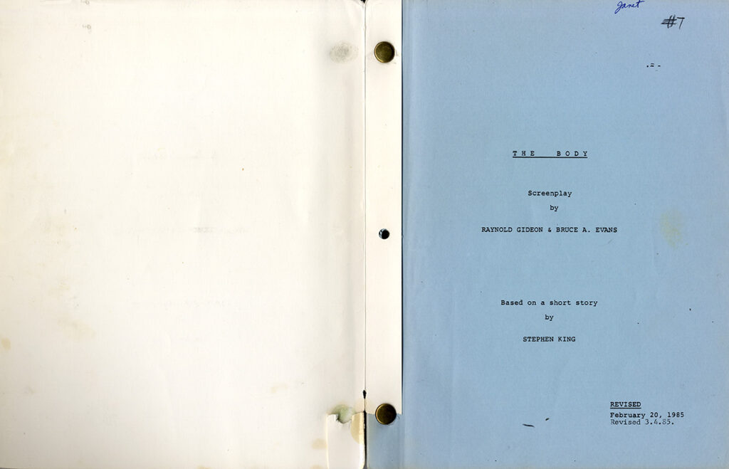 BODY, THE [original title for STAND BY ME] (Feb 20, 1985) Screenplay by Raynold Gideon, Bruce A. Evans - Image 2