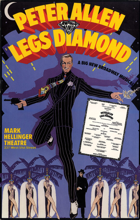 LEGS DIAMOND (1988) Broadway window card poster ft. Peter Allen