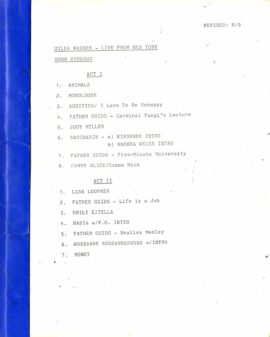 GILDA LIVE (1979) revised film script dated Aug. 9, 1980