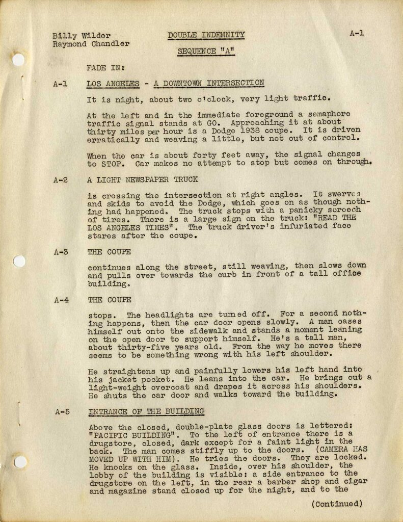 DOUBLE INDEMNITY (1944) Script signed by Billy Wilder WalterFilm