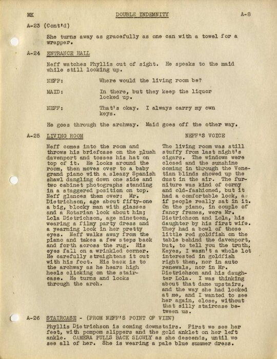 DOUBLE INDEMNITY (1944) Script signed by Billy Wilder WalterFilm