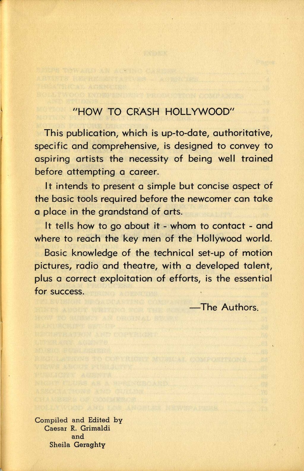 HOW TO CRASH HOLLYWOOD (1947) Caesar R. Grimaldi, Sheila Geraghty (compilers, editors) - Image 2