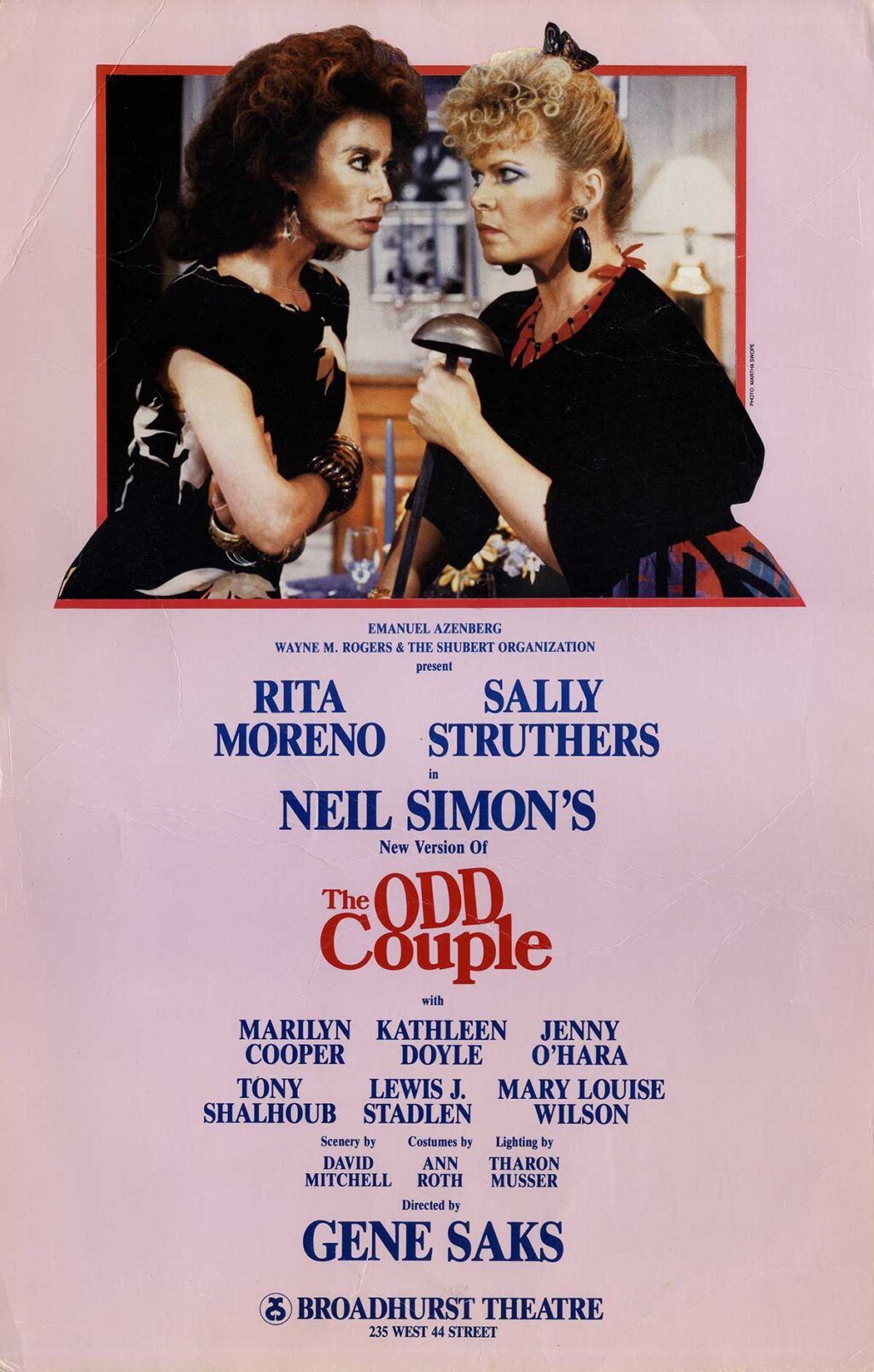 Neil Simon (playwright) THE ODD COUPLE (1985) LA theatre window card poster