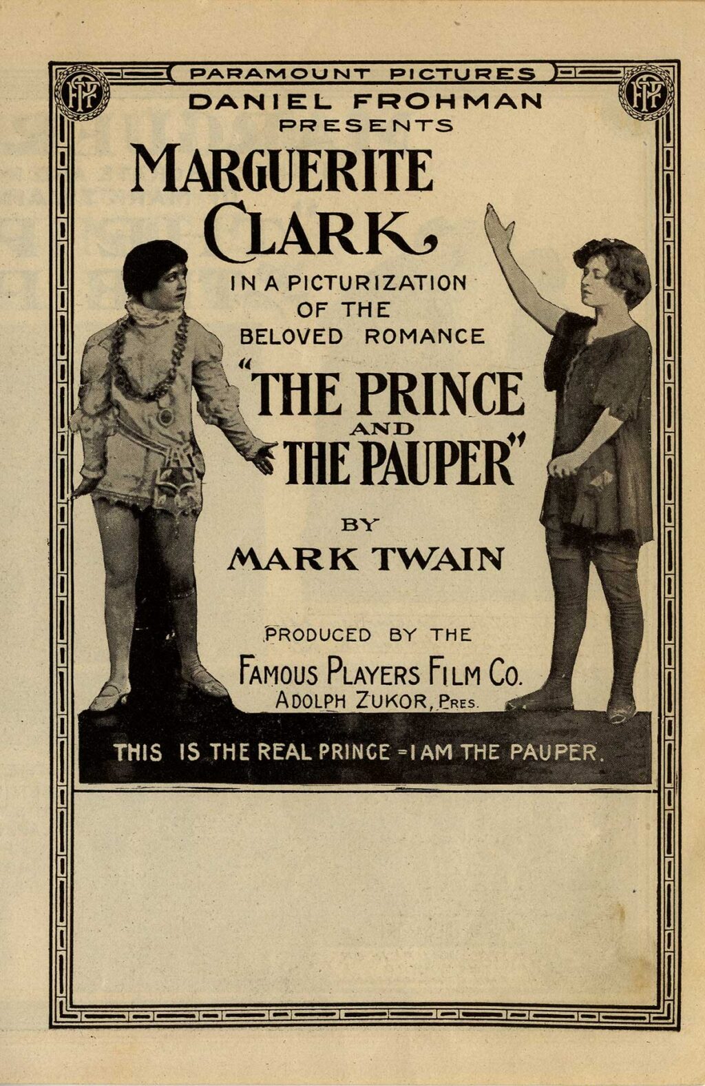 PRINCE AND THE PAUPER, THE (1916) Promotional flyer