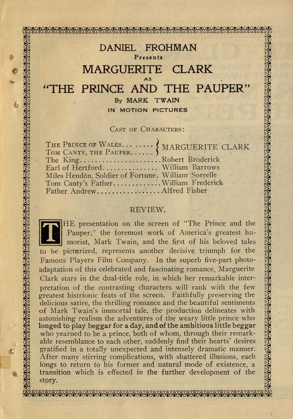 PRINCE AND THE PAUPER, THE (1916) Promotional flyer - Image 2