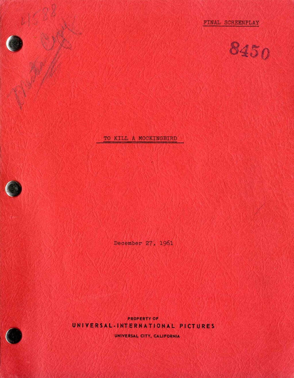 TO KILL A MOCKINGBIRD (Dec 27, 1961) Final draft script by Horton Foote
