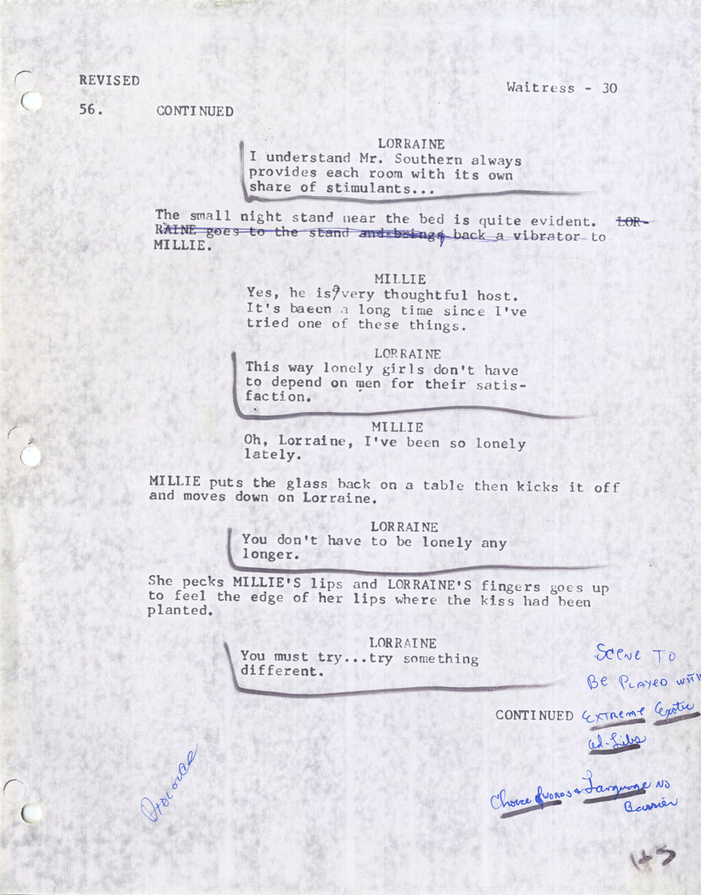 HOSTESSES, THE [working title for: THE COCKTAIL HOSTESSES] (1973) Film script