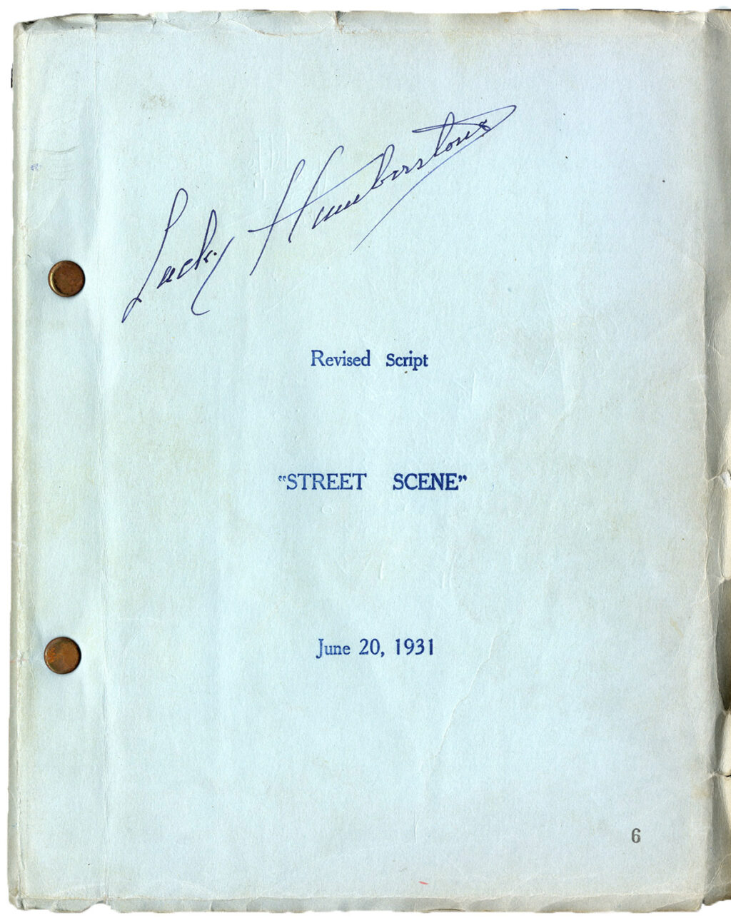 STREET SCENE (1931) Revised film script Jun 20, 1931 by Elmer Rice