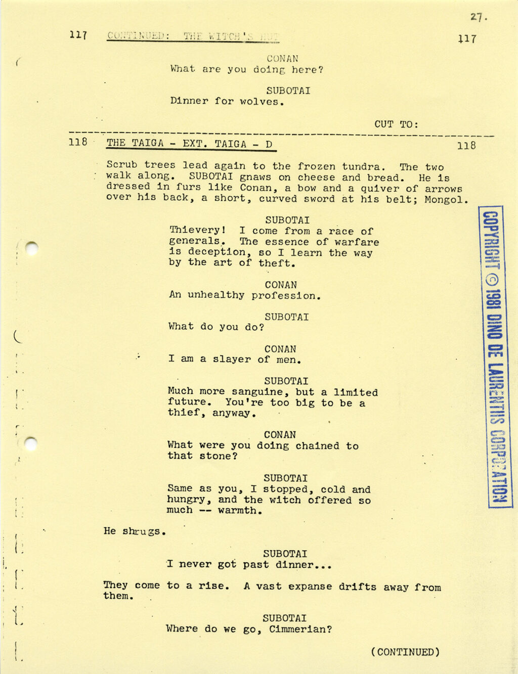 CONAN THE BARBARIAN a screenplay by John Milius THIRD DRAFT, Oct. 20, 1980 - Image 3