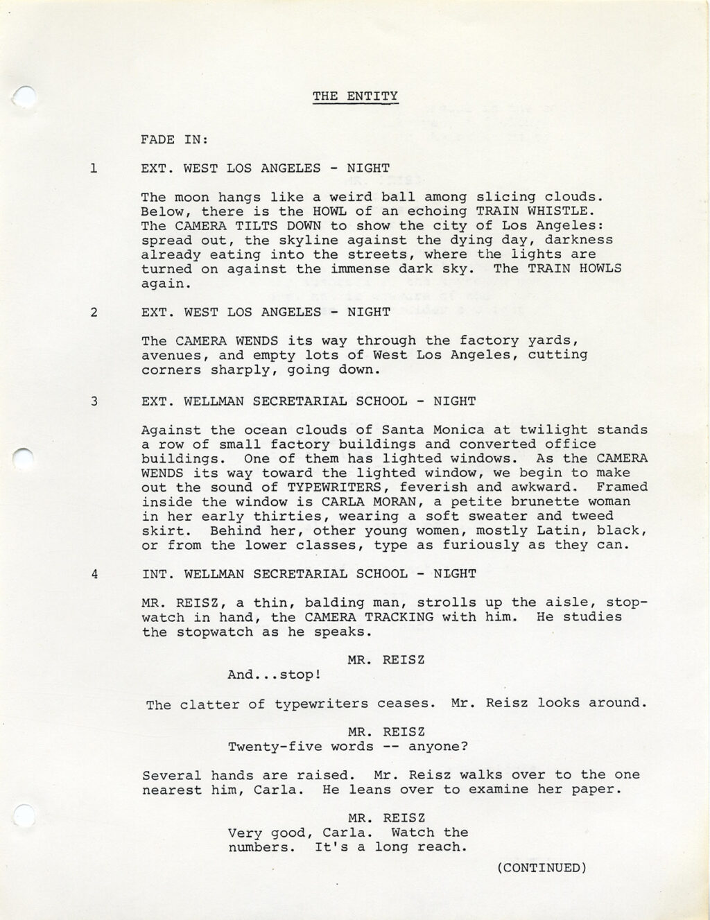 ENTITY, THE (1982) Revised Draft script + Shooting Schedule - Image 3