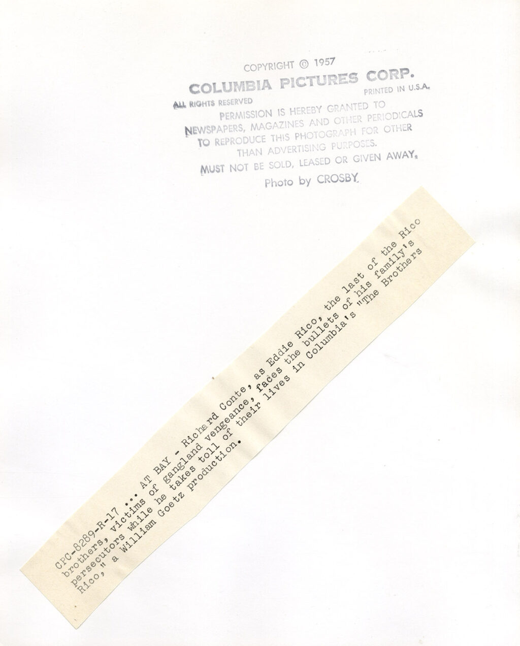 BROTHERS RICO, THE (1957) Set of 19 photos - Image 2