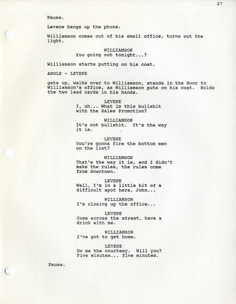 GLENGARRY GLEN ROSS (1992) First draft screenplay by David Mamet