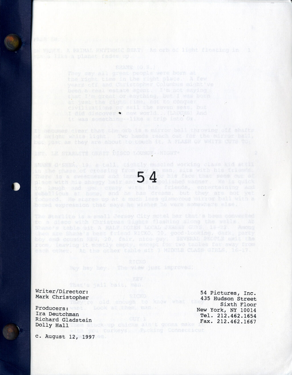 54 (Aug 12, 1997) Film script by Mark Christopher - Image 2