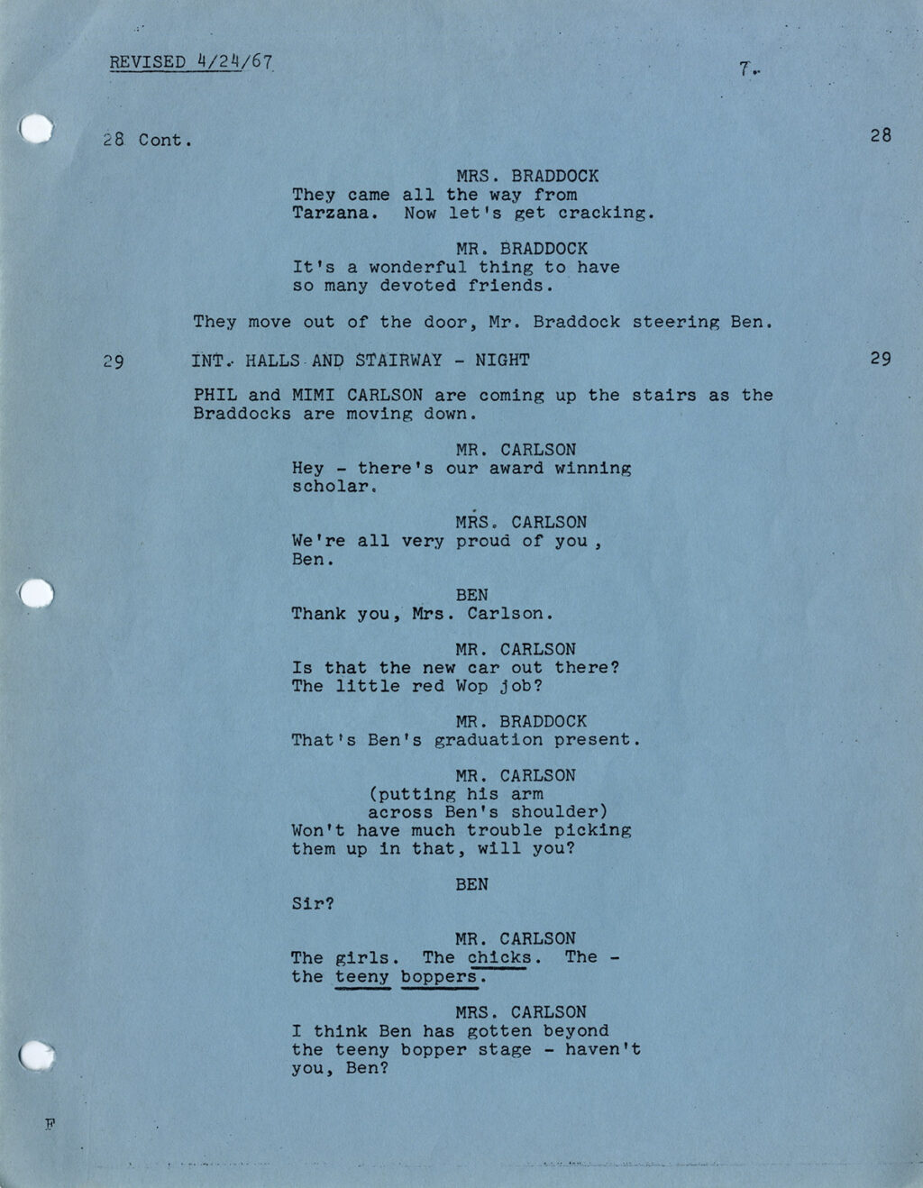 GRADUATE, THE (Mar 29, 1967) Final Draft Screenplay by Buck Henry and Mike Nichols - Image 3