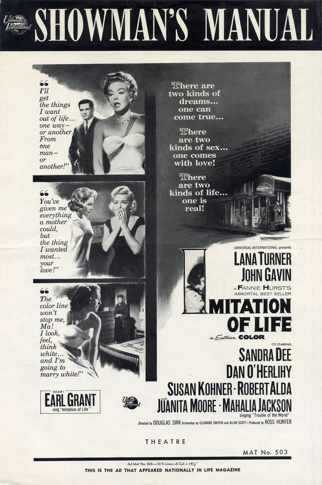 IMITATION OF LIFE (1959) Showman's manual / pressbook