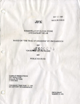 JFK (Mar 15, 1991) Fifth Draft script by Oliver Stone and Zachary Sklar