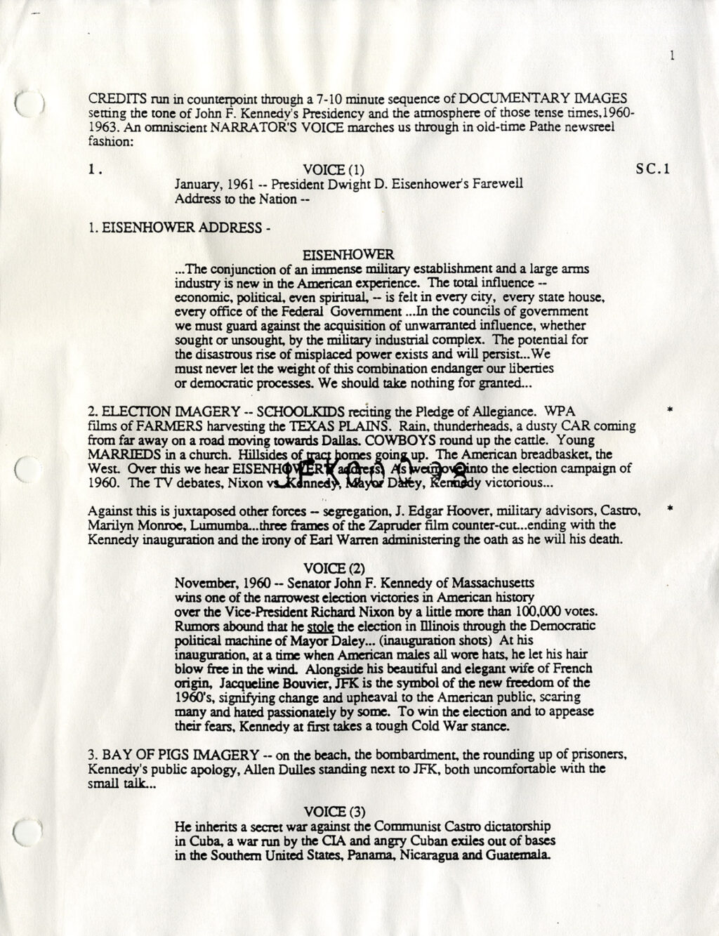 JFK (Mar 15, 1991) Fifth Draft script by Oliver Stone and Zachary Sklar