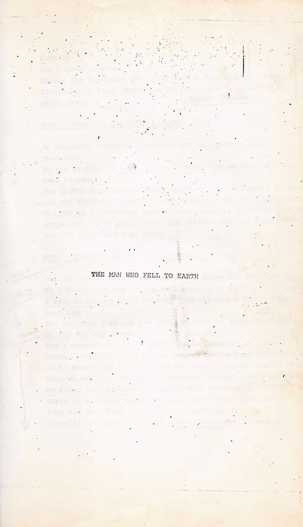 MAN WHO FELL TO EARTH, THE (1976) Draft film script of set decorator Simon Wakefield