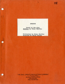 AMADEUS (Jul 9, 1982) Second Draft screenplay by Peter Shaffer