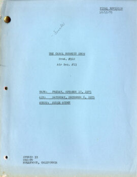 CAROL BURNETT SHOW, THE (1975) FInal revision TV script / Eydie Gorme (guest star)