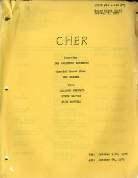 CHER (Oct 2, 1975) First Draft TV script / Smothers Brothers (guest)