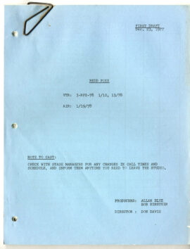 REDD FOXX (Dec 23, 1977) First draft TV script