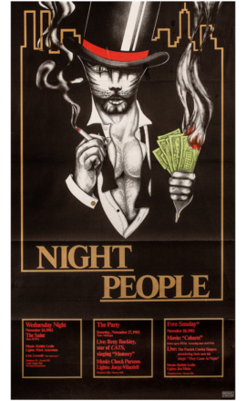 NIGHT PEOPLE (Nov 24, 27 and 28, [1982]) Event poster designed by Michael Thomas
