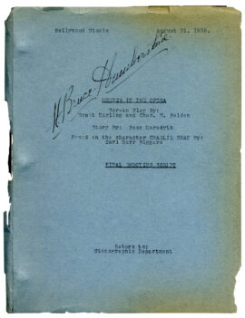 CHARLIE CHAN AT THE OPERA (Sep 3, 1936) Final Shooting script (under working title MURDER IN THE OPERA)
