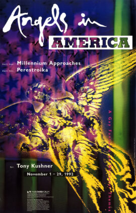 Tony Kushner's ANGELS IN AMERICA (1992) Window card theatre poster