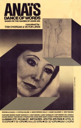 ANAÏS: DANCE OF WORDS BASED ON THE DIARIES OF ANAÏS NIN (ca. 1960s) Theatre poster