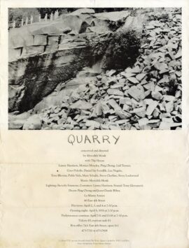 QUARRY conceived and directed by Meredith Monk with The House (1975-76) Theatre poster
