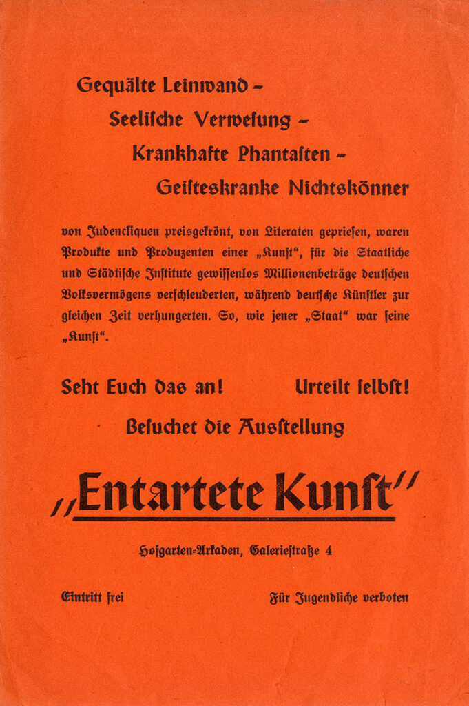 ENTARTETE KUNST [Degenerate Art exhibition] (1936) Exhibit poster