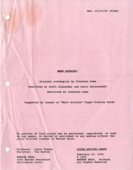 MARS ATTACKS! (1996) Sixth Revised draft screenplay dated February 20, 1996