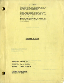 CONQUEST OF SPACE (Nov 9, 1958) Film script by James O'Hanlon
