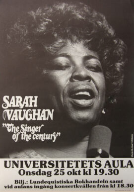 SARAH VAUGHAN "THE SINGER OF THE CENTURY" (1978) Swedish concert poster