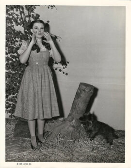WIZARD OF OZ, THE (1939) BTS Judy Garland plays with Toto