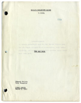 THE SAD SACK (Mar 5, 1957) Final White script by Edmund Beloin and Nate Monaster