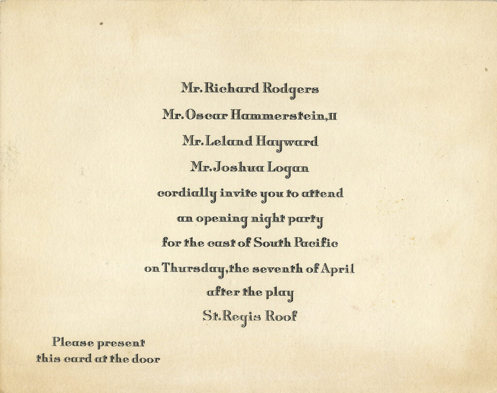 SOUTH PACIFIC (1949) Theatre script