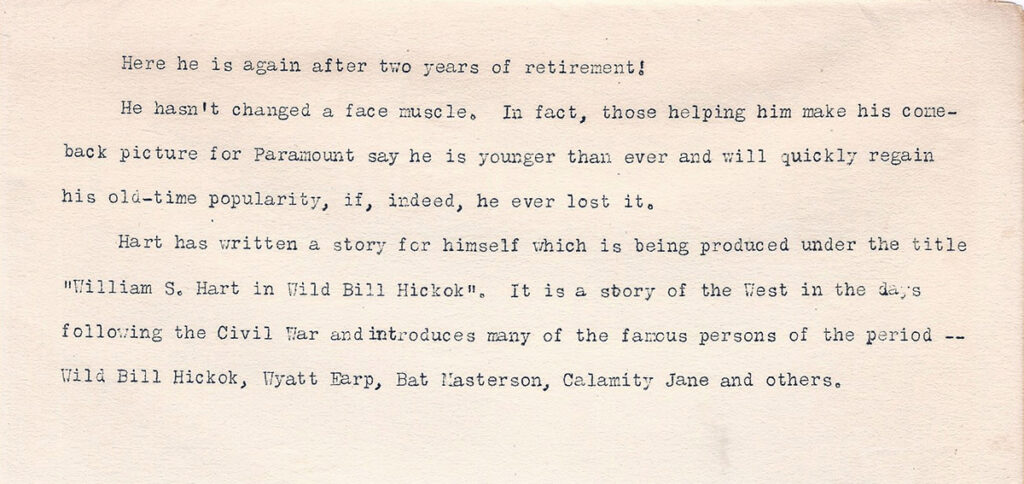 WILLIAM S. HART RETURNS TO PARAMOUNT (1923) Photo - Image 2