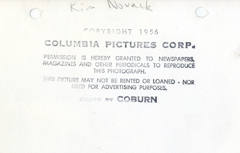 KIM NOVAK (1956) Keybook portrait by Robert Coburn