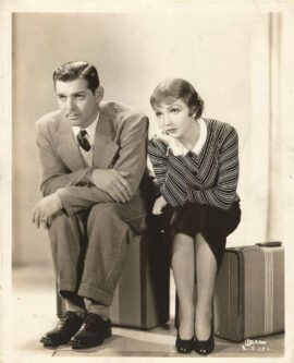 IT HAPPENED ONE NIGHT | GABLE, COLBERT WITH SUITCASES (1934) Publicity photo