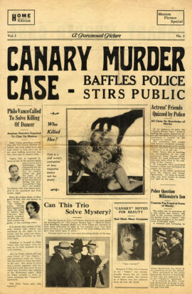 CANARY MURDER CASE, THE (1929) Oversized promotional flyer