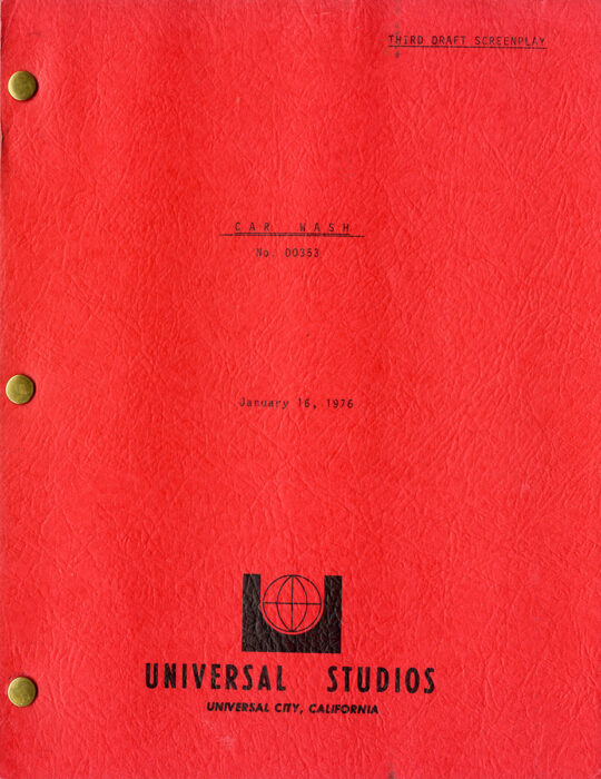 (African American film) CAR WASH (1976) Third draft film script by Joel Schumacher